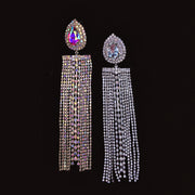 925 Silver-Pin Zircon Long Tassel Earrings ED0003