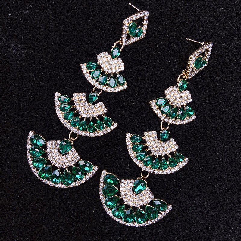 925 Silver-Pin Green Zircon Earrings ED0009