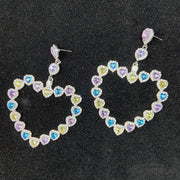 925 Silver-Pin Heart Color Zircon Earrings ED0012