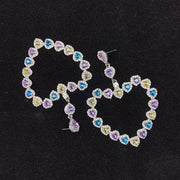 925 Silver-Pin Heart Color Zircon Earrings ED0012