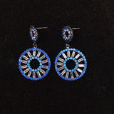 925 Silver-Pin Round Blue Zircon Earrings ED0015