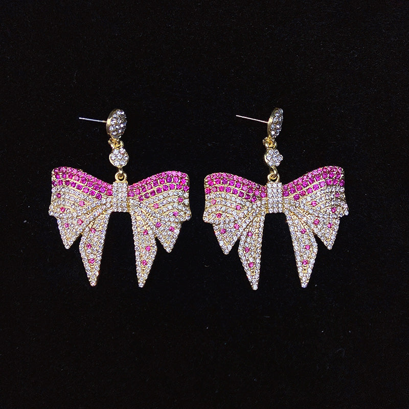 925 Silver-Pin Bowknot Zircon  Earrings ED0016