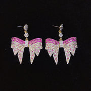 925 Silver-Pin Bowknot Zircon  Earrings ED0016