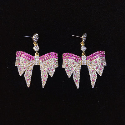 925 Silver-Pin Bowknot Zircon  Earrings ED0016