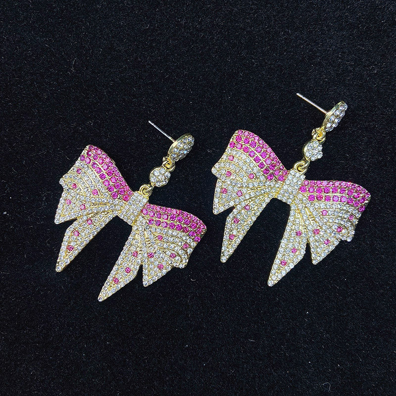 925 Silver-Pin Bowknot Zircon  Earrings ED0016