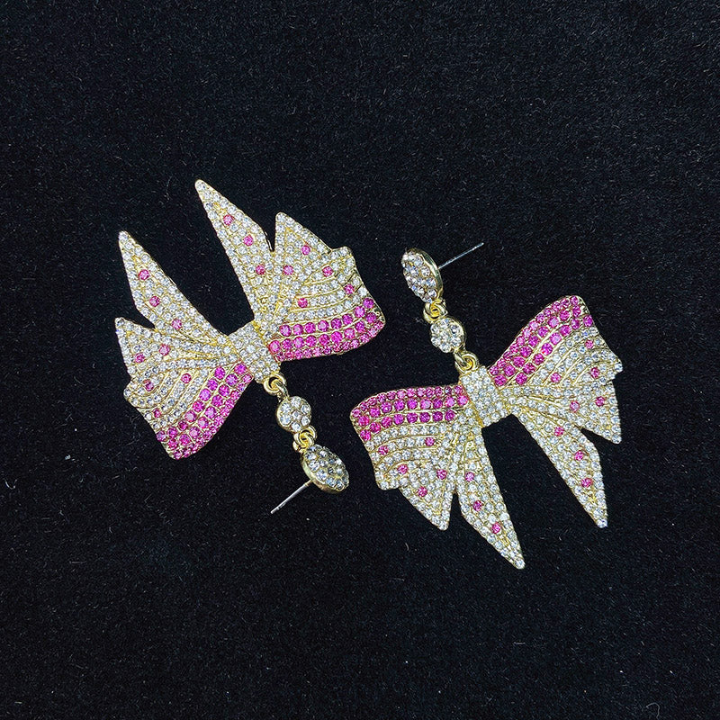 925 Silver-Pin Bowknot Zircon  Earrings ED0016