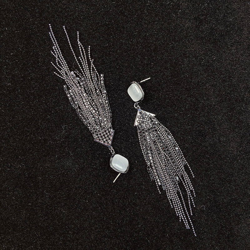 Alloy Cat's Eye Zircon Tassel Earrings ED0017