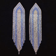 925 Silver-Pin Long Tassel Zircon  Earrings ED0026