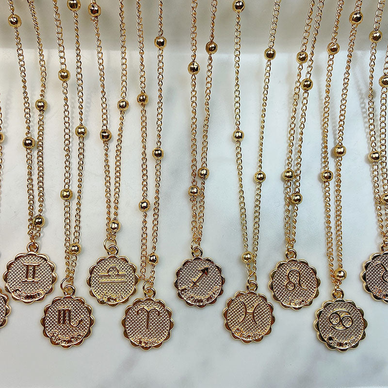 Stainless Steel Twelve Constellation Pendant Necklace NC0060