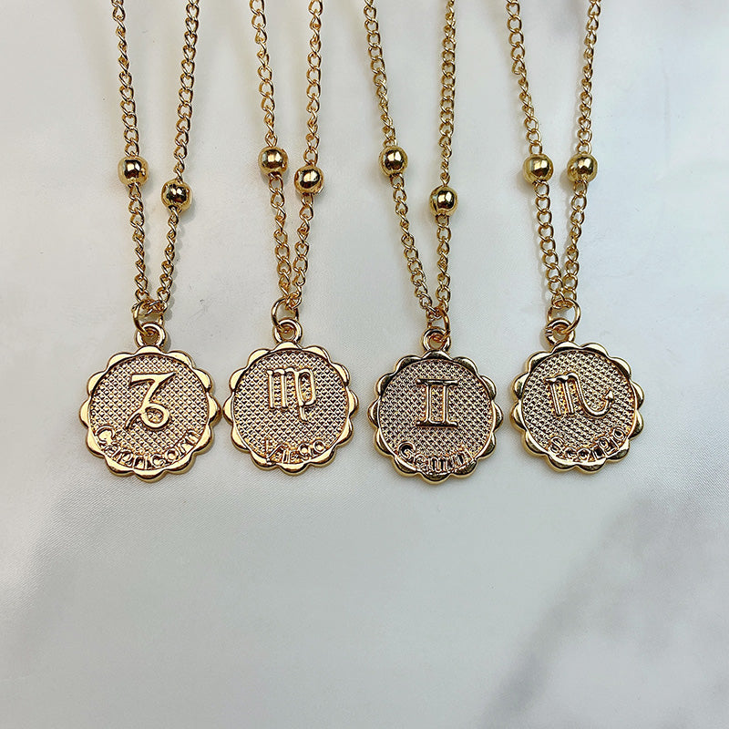 Stainless Steel Twelve Constellation Pendant Necklace NC0060