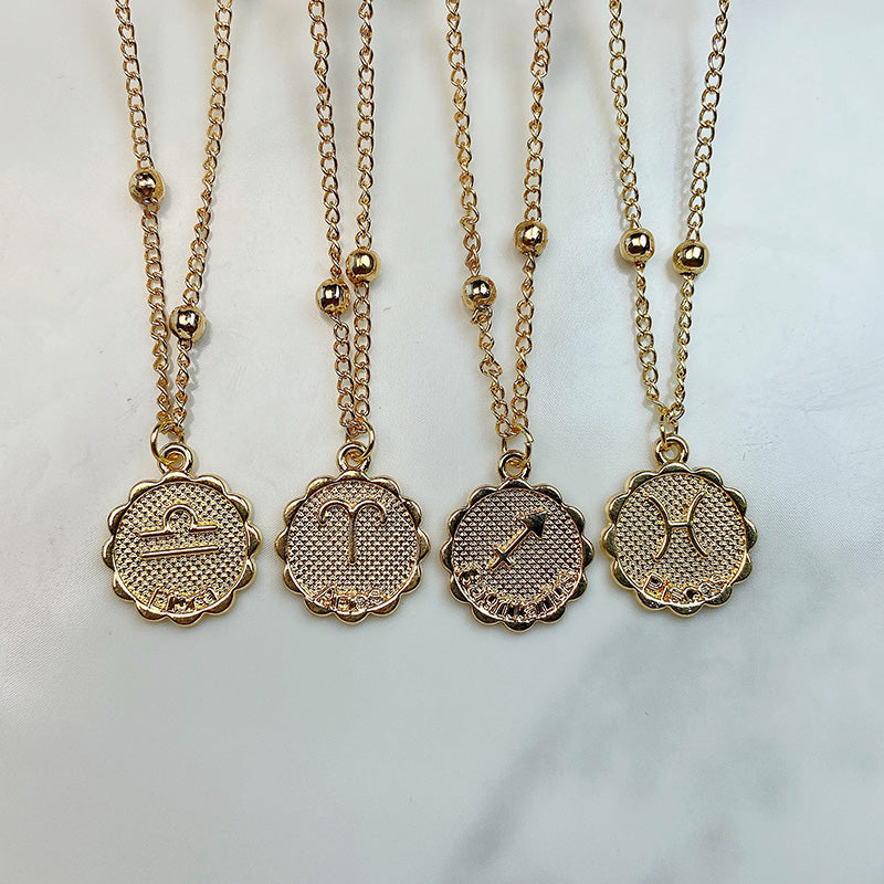Stainless Steel Twelve Constellation Pendant Necklace NC0060
