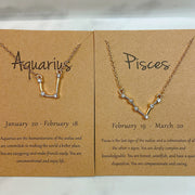 Stainless Steel 12 Constellation Zircon Pendant Necklace NC0061
