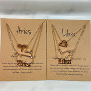 Alloy 12 Constellation Golden Three-Piece Suit Pendant Necklace NC0063