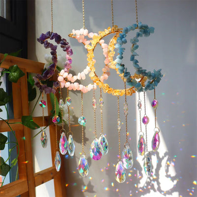 Nature  Crystal Chip Sun Moon Catcher /Wind Bell