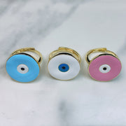 Stainless Steel Enamel  Evil Eyes Can Adjust Ring RE0002