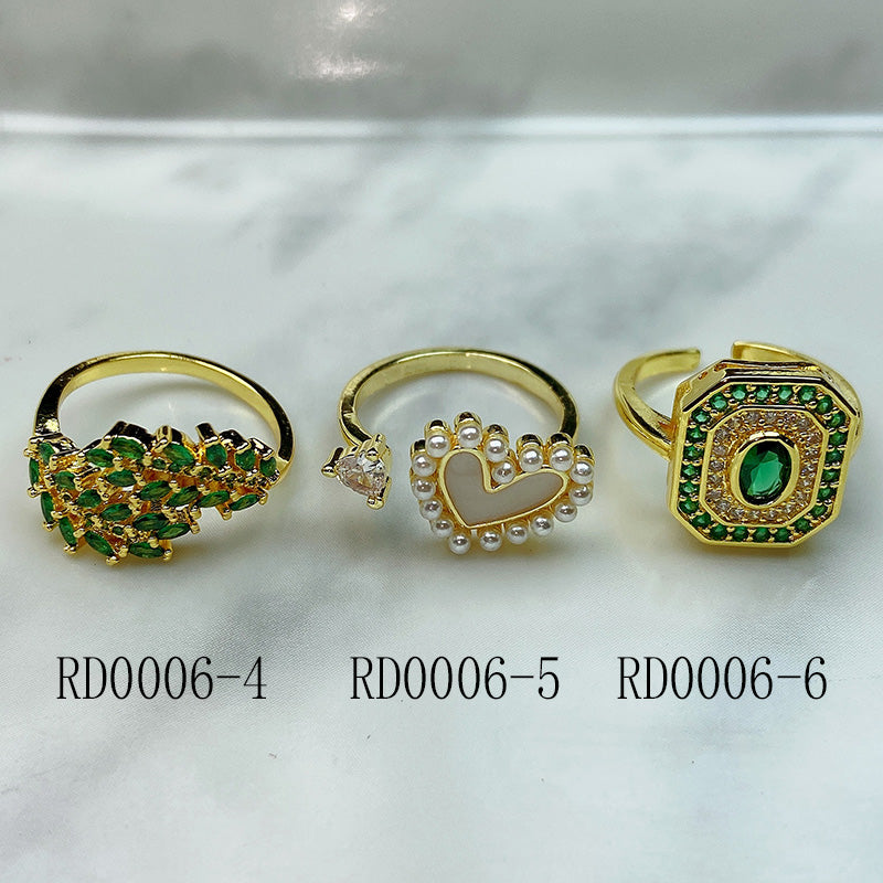 Stainless Steel  Butterfly Heart Zircon Opennings Ring RE0006