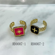 Stainless Steel Star Enamel Opennings Ring RE0007