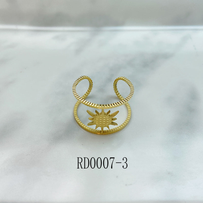 Stainless Steel Star Enamel Opennings Ring RE0007