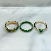 Stainless Steel Green Series Enamel  Zircon  Ring  (a set  6 pcs) RE0015