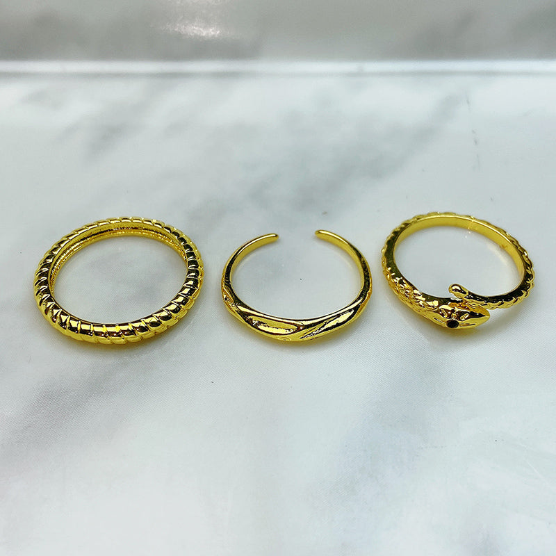 Stainless Steel Zircon Golden Series Ring (a set 9 pcs) RE0018