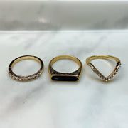 Stainless Steel Enamel  Zircon Golden Series Ring (a set 9 pcs) RE0021
