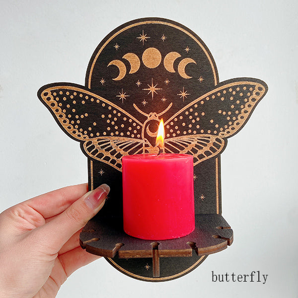 Different Style Wooden Candle Holder Owl/Cat/Snake/Wolf/Butterfly/Evileyes