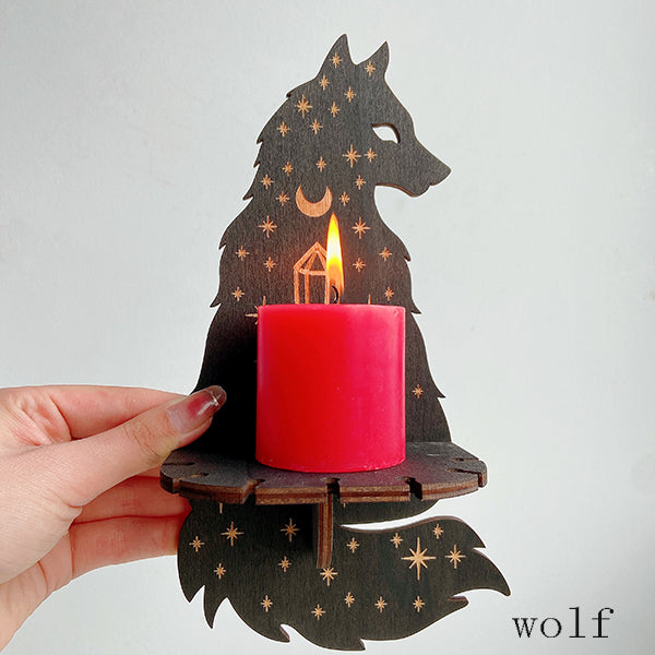 Different Style Wooden Candle Holder Owl/Cat/Snake/Wolf/Butterfly/Evileyes