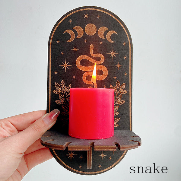 Different Style Wooden Candle Holder Owl/Cat/Snake/Wolf/Butterfly/Evileyes