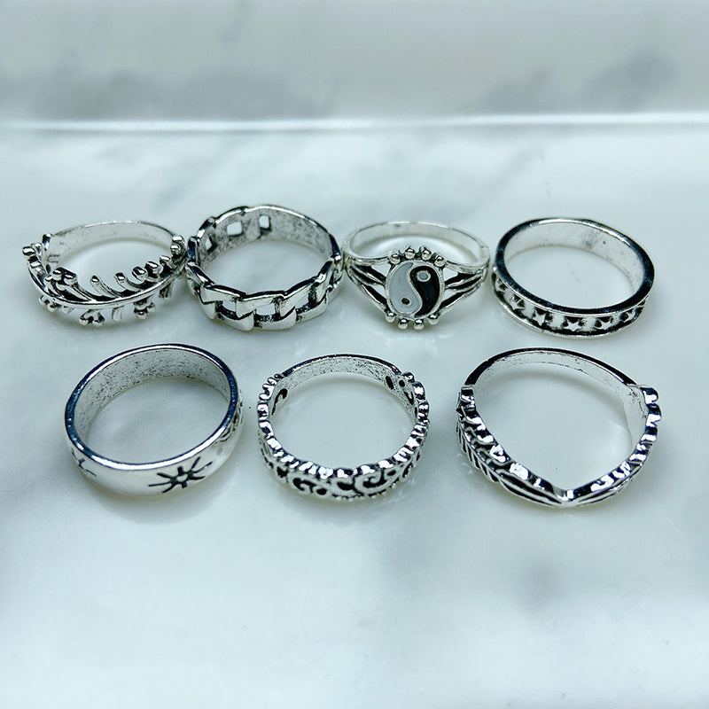 Stainless Steel Silver Series  Ring  (a set 14 pcs) RE0026