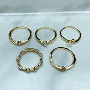 Stainless Steel Zircon Golden Series Ring (a set 8 pcs) RE0027