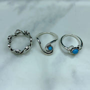 Stainless Steel Silver Series  Ring  (a set 6 pcs) RE0028