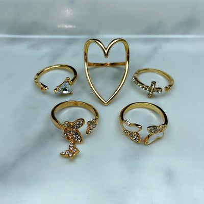 Stainless Steel Golden Series  Ring  (a set  5pcs) RE0029