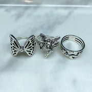 Stainless Steel Silver Series  Ring  (a set 6 pcs) RE0030