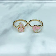 Stainless Steel Enamel  Pink Series Ring (a set 4 pcs) RE0031