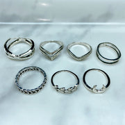 Stainless Steel Silver Series  Ring  (a set 7 pcs) RE0034