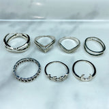 Stainless Steel Silver Series  Ring  (a set 7 pcs) RE0034