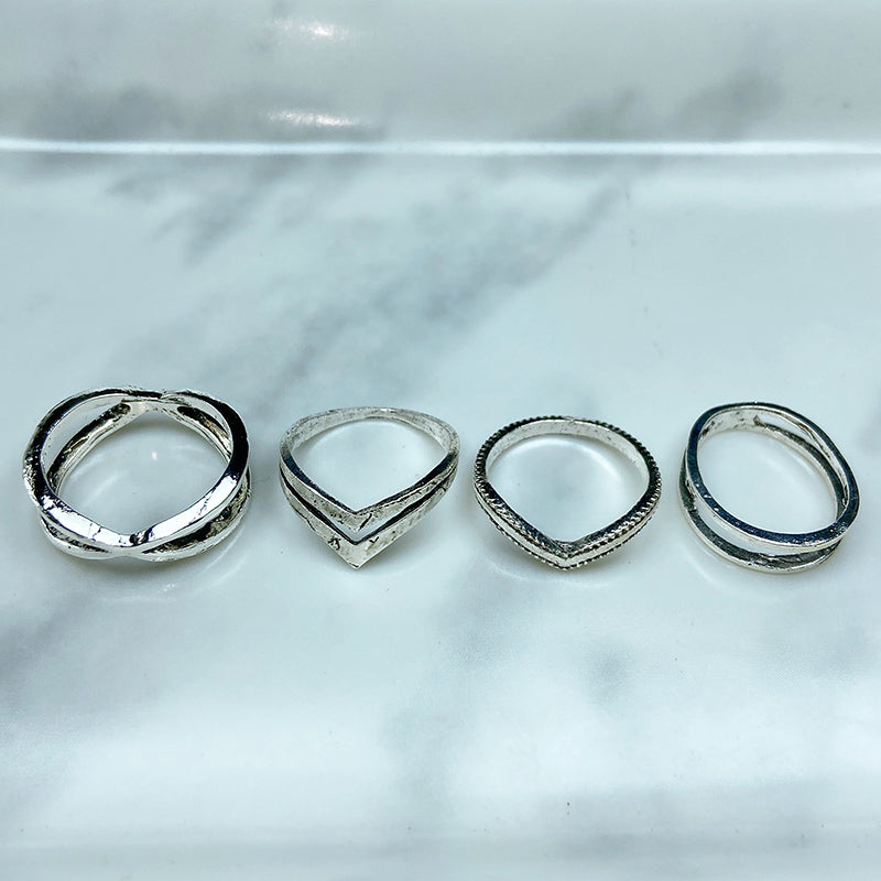 Stainless Steel Silver Series  Ring  (a set 7 pcs) RE0034