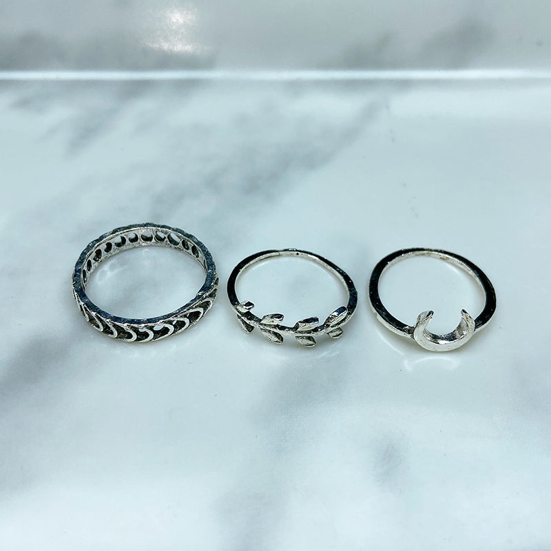 Stainless Steel Silver Series  Ring  (a set 7 pcs) RE0034