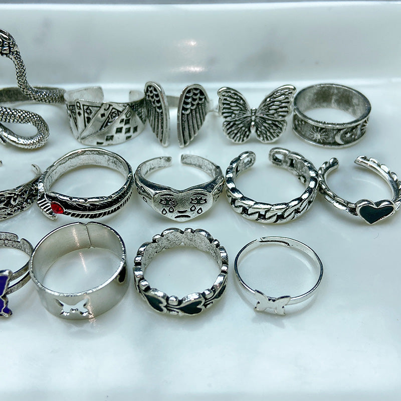 Stainless Steel Silver Series  Ring  (a set 16 pcs) RE0035