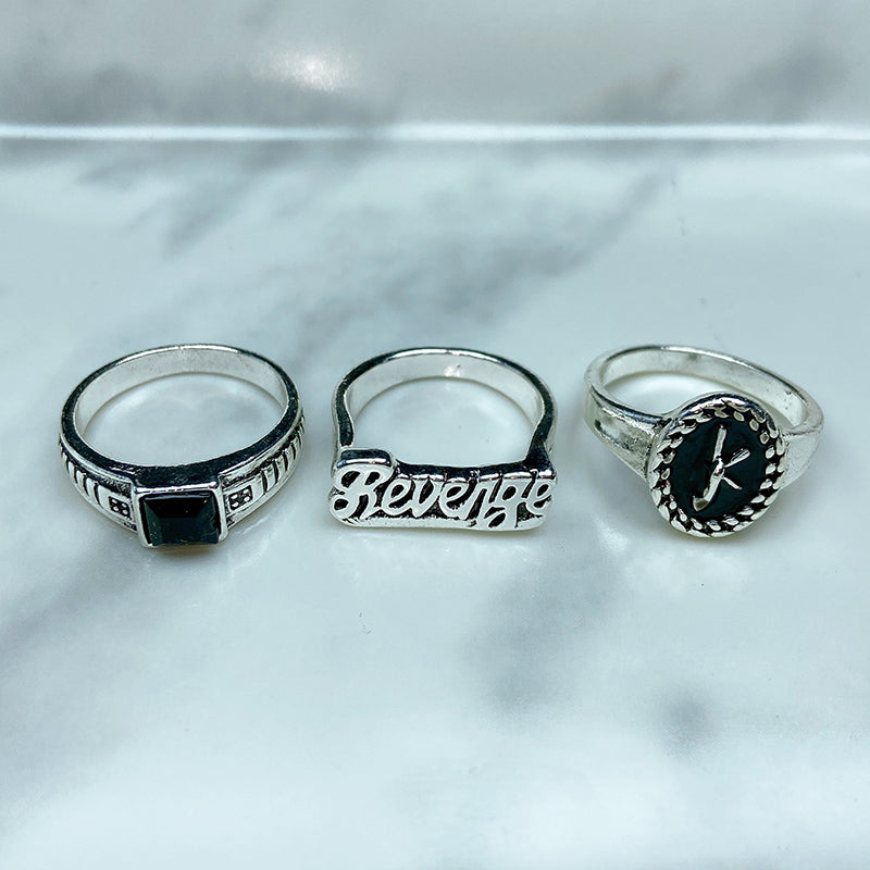 Stainless Steel Silver Series  Ring  (a set 4 pcs) RE0041