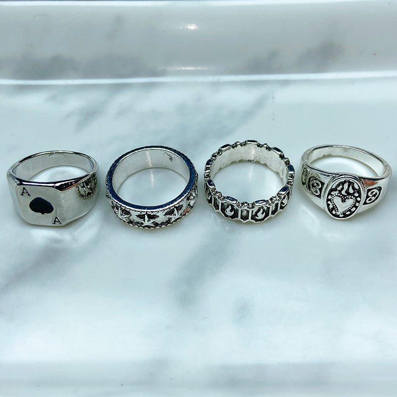 Stainless Steel Silver Series  Ring  (a set 7 pcs) RE0042