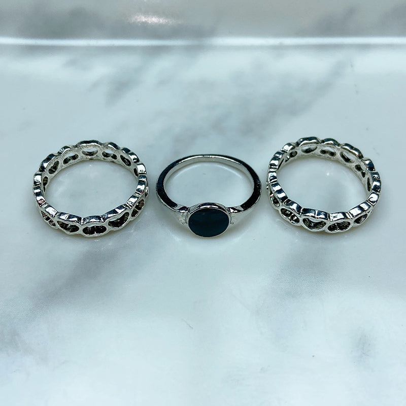 Stainless Steel Silver Series  Ring  (a set 7 pcs) RE0042