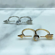Stainless Steel One Brrow Through The Heart Double Openings Ring RE0044