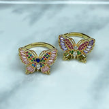 Stainless Steel  Zircon Butterfly Can Adjust Ring RE0047