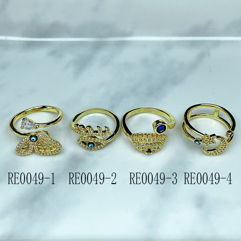 Stainless Steel Evil Eyes Zircon Openings Ring RE0049