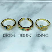 Stainless Steel Evil Eyes Openings Ring RE0050