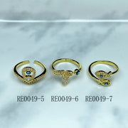 Stainless Steel Evil Eyes Zircon Openings Ring RE0049