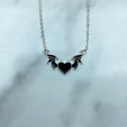 Stainless Steel Enamel Heart With Wing Pendant Necklace NC0065