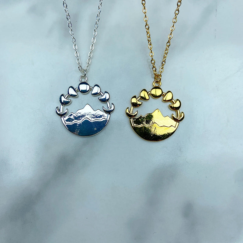 Stainless Steel Mountain Pendant Necklace NC0068