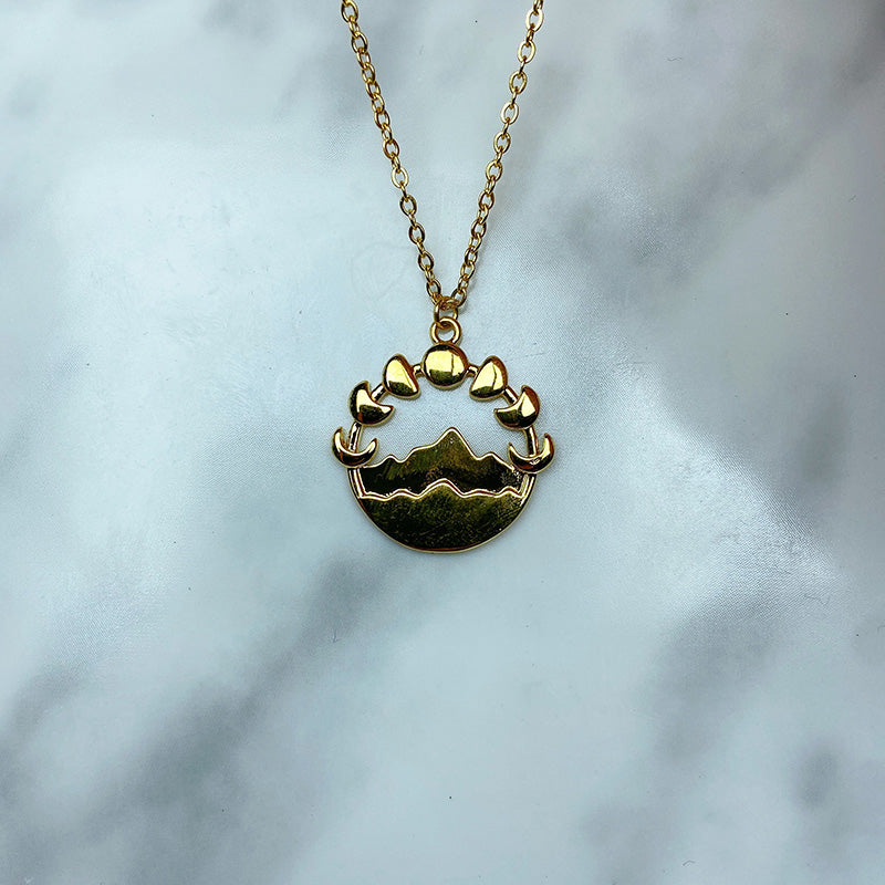 Stainless Steel Mountain Pendant Necklace NC0068